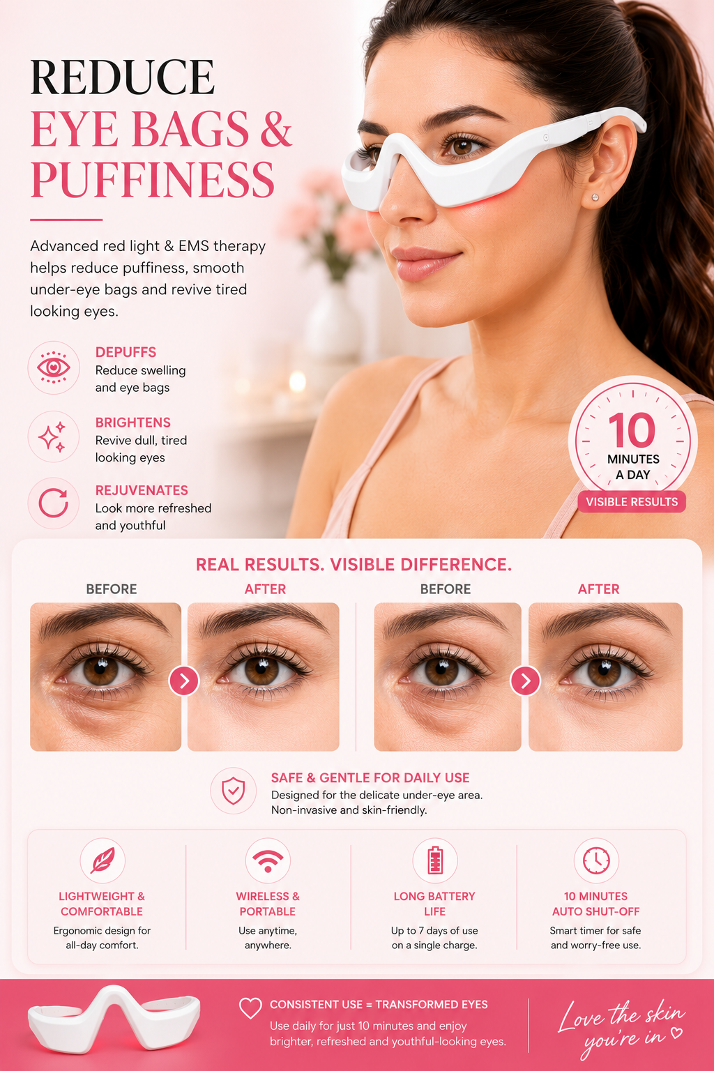 Red Light EMS Eye Massager Glasses