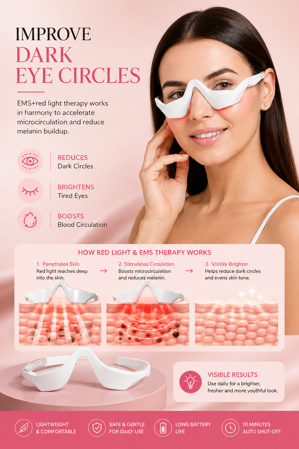 Red Light EMS Eye Massager Glasses