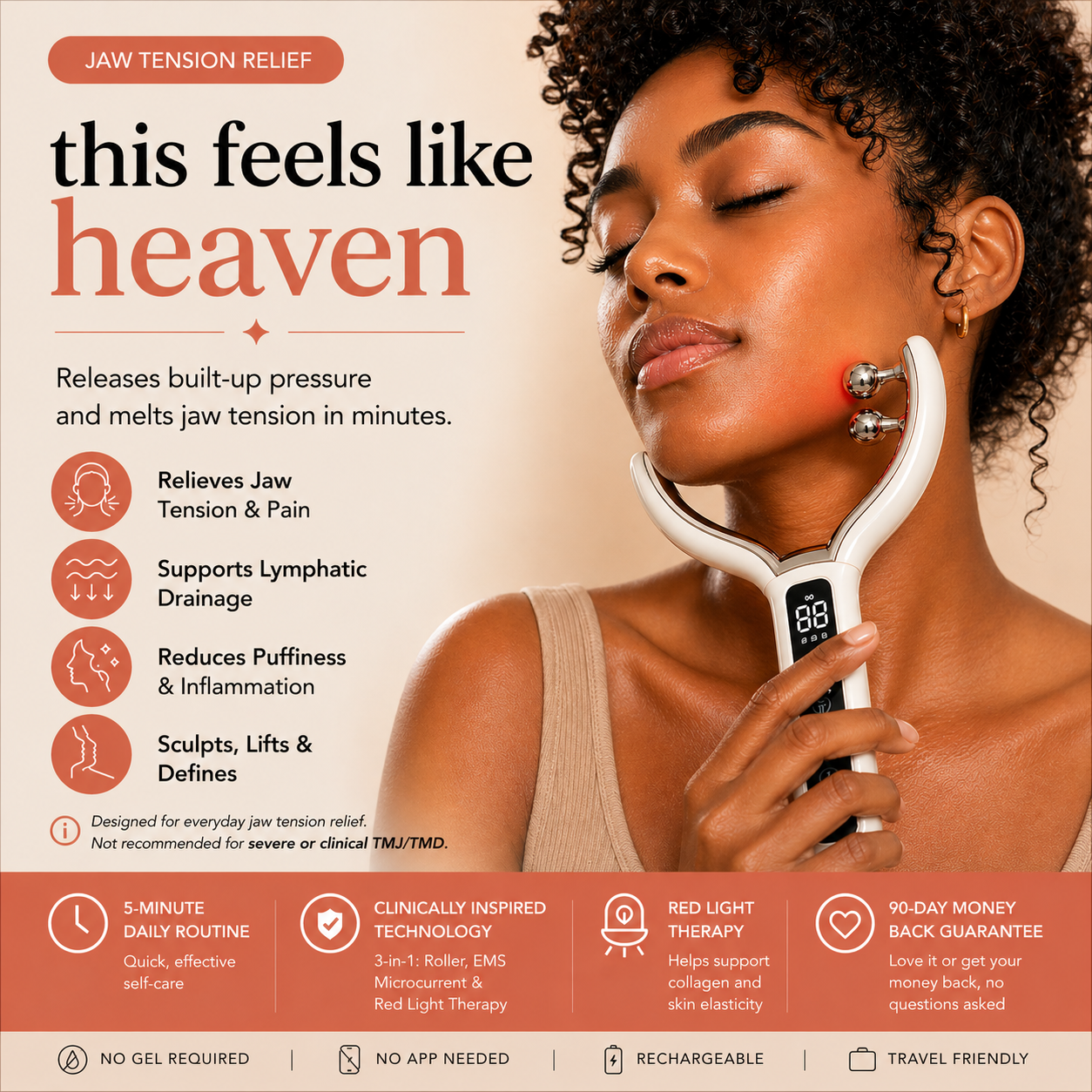 EMS Lymphatic Drainage Face Massager benefits infographic