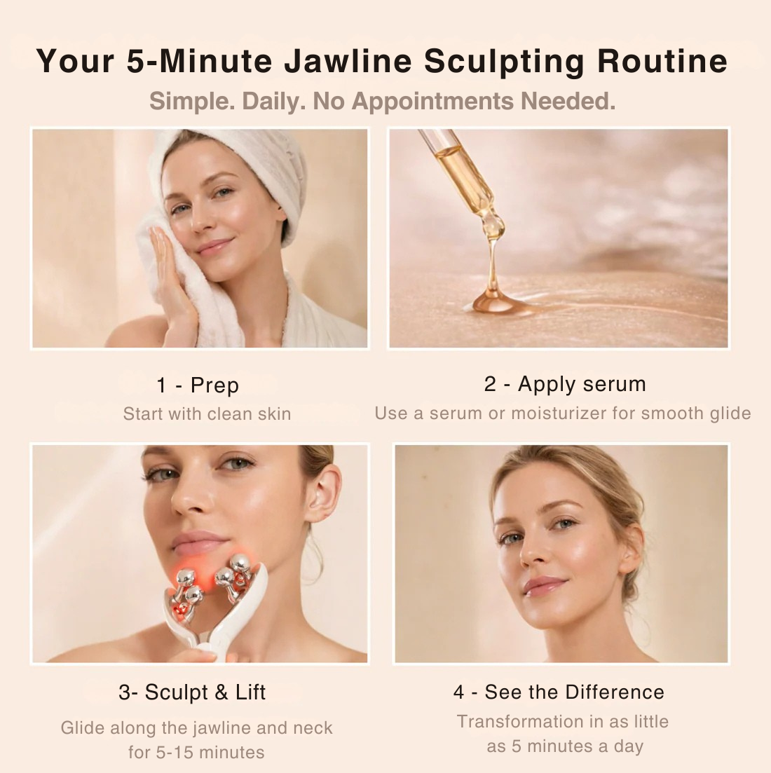 EMS Lymphatic Drainage Face Massager how to use steps